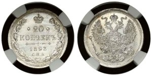 Russia 20 Kopecks 1893 СПБ-АГ NGC MS 65