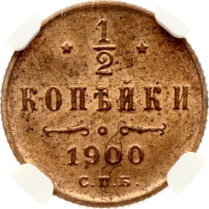 Russia 1/2 Kopeck 1900 СПБ NGC MS 63 RB