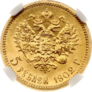 Russia 5 Roubles 1902 AP NGC MS 68 TOP POP