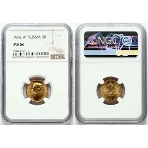 Russia 5 Roubles 1902 AP NGC MS 66