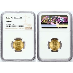 Russia 5 Roubles 1902 AP NGC MS 66