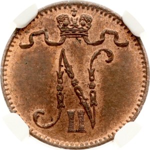 Russia For Finland 1 Penni 1908 NGC MS 63 RB