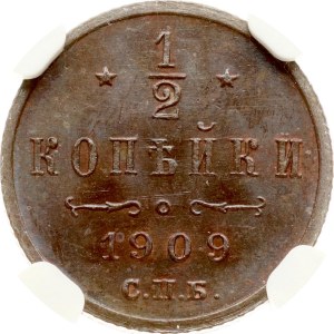 Russia 1/2 Kopeck 1909 СПБ NGC MS 65 BN