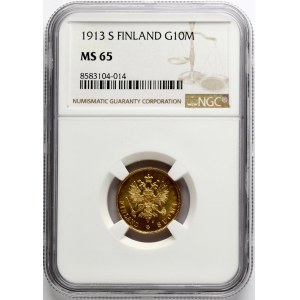 Russia For Finland 10 Markkaa 1913 S NGC MS 65