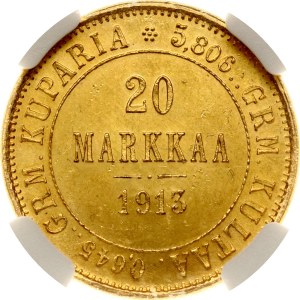 Russia For Finland 20 Markkaa 1913 S NGC MS 64