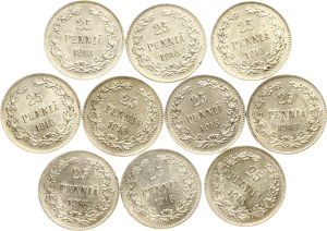 Russia For Finland 25 Pennia 1916 S Lot of 10 coins