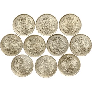 Russia For Finland 25 Pennia 1916 S Lot of 10 coins