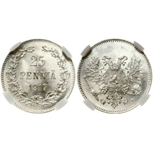 Russia For Finland 25 Pennia 1917 S NGC MS 66