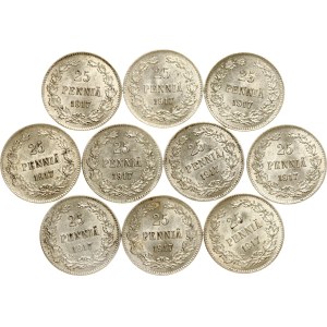 Russia For Finland 25 Pennia 1917 S Lot of 10 coins