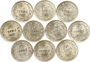 Russia For Finland 25 Pennia 1917 S Lot of 10 coins