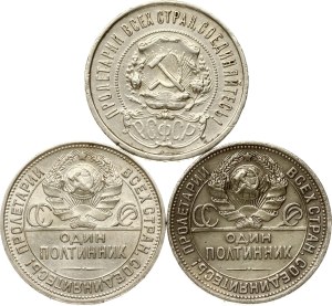 Russia USSR 50 Kopecks 1922 -1926 Lot of 3 coins
