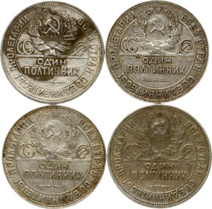 Russia USSR 50 Kopecks 1924 & 1926 Lot of 4 coins