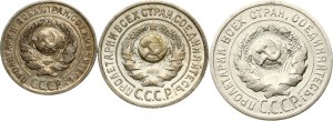 Russia USSR 10 - 20 Kopecks 1924 Lot of 3 coins