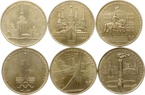 Russia USSR 1 Rouble 1977-1980 Summer Olympics Moscow 1980 Set of 6 coins