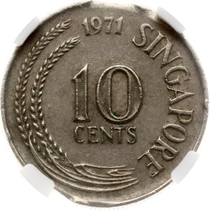 Singapore 10 Cents 1971 NGC MINT ERROR AU 55