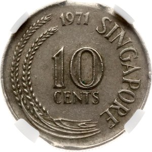 Singapore 10 Cents 1971 NGC MINT ERROR AU 55
