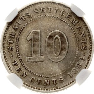 Straits Settlements 10 Cents 1883 H NGC VF Details
