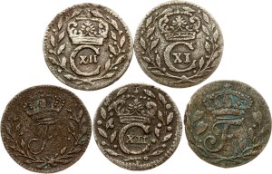 Sweden 1 Ore 1694-1723 Lot of 5 coins