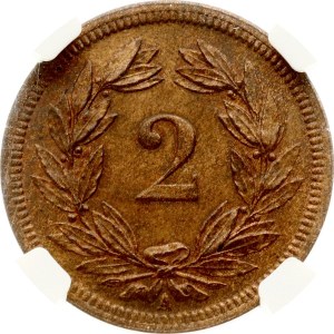 Switzerland 2 Rappen 1850 A NGC MS 66 BN TOP POP