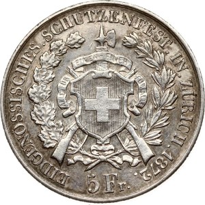 Switzerland 5 Francs 1872 Zurich Shooting Festival