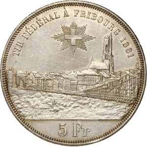 Switzerland 5 Francs 1881 Fribourg Shooting Festival