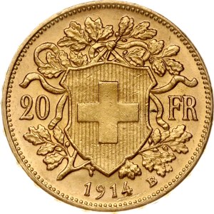 Switzerland 20 Francs 1914 B Vreneli