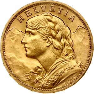 Switzerland 20 Francs 1915 B Vreneli