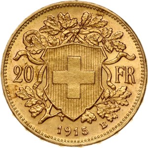 Switzerland 20 Francs 1915 B Vreneli