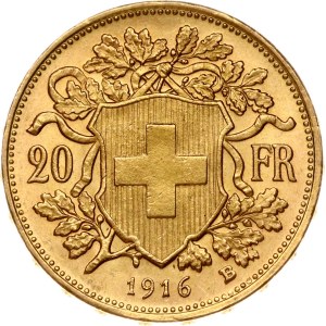 Switzerland 20 Francs 1916 B Vreneli