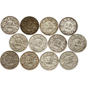 Switzerland 1/2 Franc 1920-1955 Lot of 12 coins