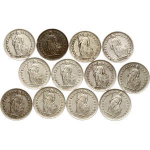 Switzerland 1/2 Franc 1920-1955 Lot of 12 coins