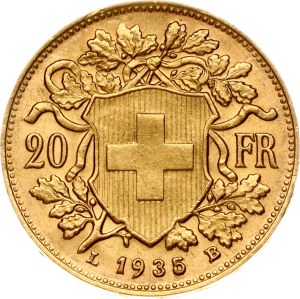 Switzerland 20 Francs 1935 LB Vreneli