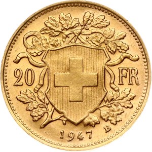 Switzerland 20 Francs 1947 B Vreneli