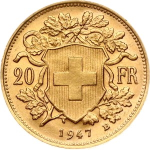 Switzerland 20 Francs 1947 B Vreneli