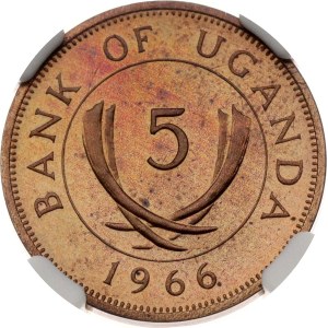 Uganda 5 Cents 1966 NGC PF 64 RB TOP POP