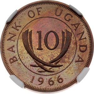 Uganda 10 Cents 1966 NGC PF 64 RB TOP POP