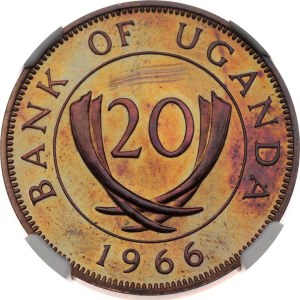 Uganda 20 Cents 1966 NGC PF 64 RB TOP POP
