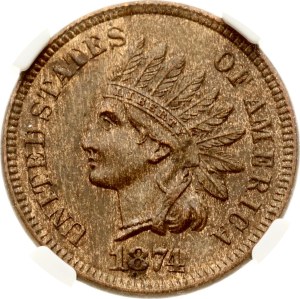 USA Cent 1874 MS 63 BN