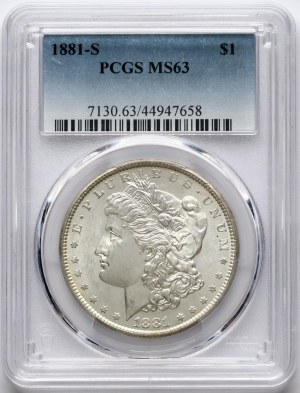 USA Morgan Dollar 1881 S PCGS MS 63