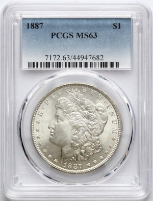 USA Morgan Dollar 1887 PCGS MS 63