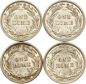 USA Barber Dime 1913-1916 Lot of 4 coins