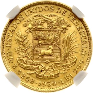 Venezuela 10 Bolivares 1930 Centenary of the death of the Liberator NGC MS 61
