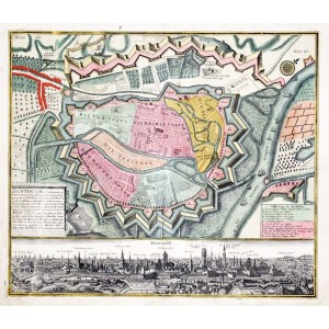 GDAŃSK. Plan miasta, wyd. Matthäus Seutter, Augsburg, ok. 1735; jedno z ...