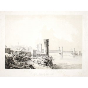 MALBORK. Most na Nogacie, w głębi zamek, rys. i lit. Julius Greth, druk. bracia ...