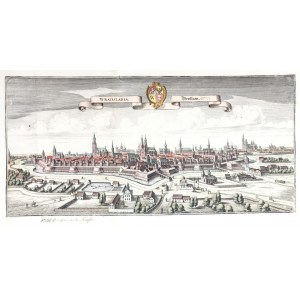 WROCŁAW. Panorama miasta od południa, pochodzi z: Zeiller, Martin, Topographia ...