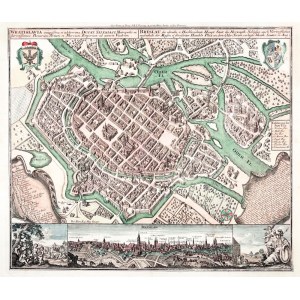WROCŁAW. Perspektywiczny plan miasta, wyd. Matthäus Seutter, Augsburg, ok. ...