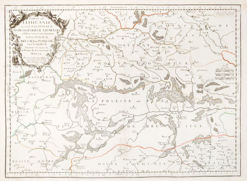 LITWA. Mapa części Litwy – województwo nowogrodzkie i brzeskie; ryt. A.