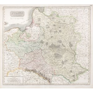 POLSKA, LITWA. Mapa ziem polskich po Kongresie Wiedeńskim, ryt. J. & G. ...