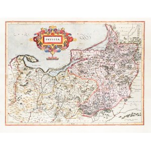 PRUSY. Mapa Prus, pochodzi z francuskiego wyd. dzieła Gerarda Merkatora, ...