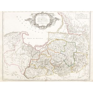 PRUSY. Mapa Prus Królewskich i Książęcych, oprac. Gilles Robert de Vaugondy, ...